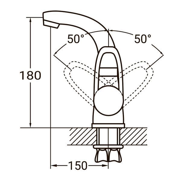 Смеситель HL &Oslash;35 для раковины гусак изогнутый на гайке AQUATICA HL-1A230C (9734000) 9734000 фото
