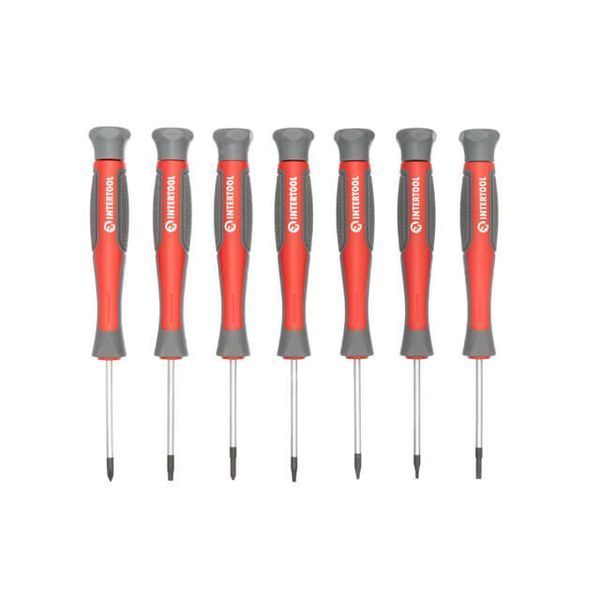 Набор точных отверток, 7 ед., Cr-V, 50 мм (SL2,5, SL3, PH00, PH0, T6, T7, T8) INTERTOOL VT-3347 VT-3347 фото