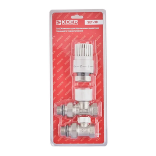 Комплект для подключения радиатора Koer SET-30 - 1/2'' (прямой) с термоголовкой (KR5717) KR5717 фото