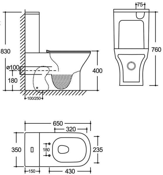 Чаша унитаза-компакта Mixxus Style-0404-T3 Bowl 650x350x830 Tornado 3.0 без сиденья (MI8357) MI8357 фото