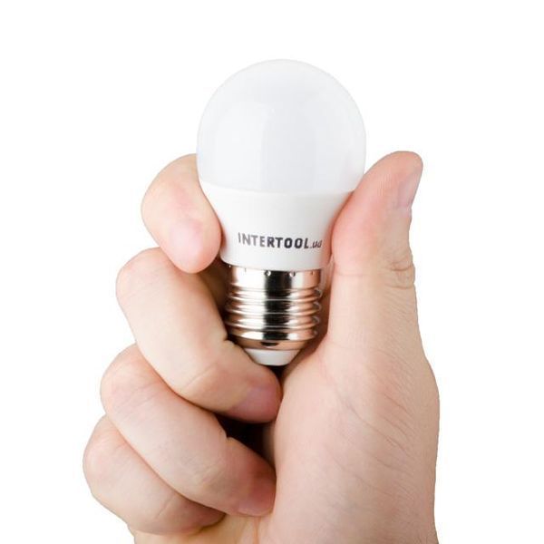 Лампа светодиодная LED G45, E27, 5 Вт, 150-300 В, 4000 K, 30000 ч, гарантия 3 года INTERTOOL LL-0112 LL-0112 фото