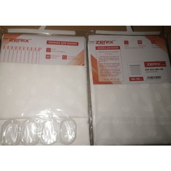 Шторка для ванной Zerix SCP-022-180x180 из PEVA (полиэтиленвинилацетата) (Цвет белый 3-Д) (ZX6095) ZX6095 фото