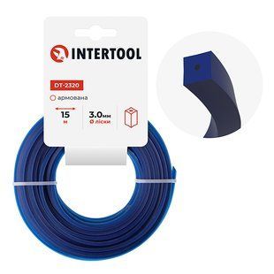 Леска для триммера "квадрат" армированная, 3.0 мм x 15 м INTERTOOL DT-2320 DT-2320 фото