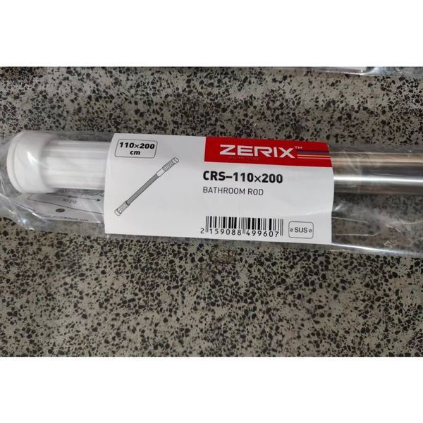 Штанга для шторки телескопическая прямая Zerix CRS-110x200 110cm-200cm (нержавеющая сталь) (пакет) (ZX4996) ZX4996 фото
