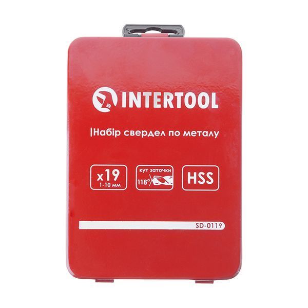 Набор сверл по металлу HSS, 19 шт. (1,0-10,0 мм), полированная сталь INTERTOOL SD-0119 SD-0119 фото