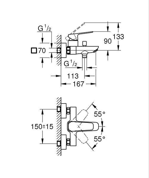 Одноважільний змішувач для ванни Grohe Cubeo (1018130000) 1018130000 фото