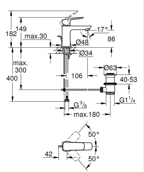 Одноважільний змішувач для раковини Grohe Cubeo S-розміру (1016940000) 1016940000 фото