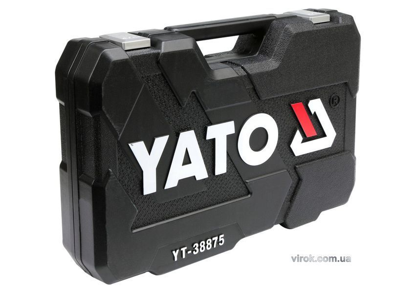 Набір головок торцевих YATO : квадрат 1/2", 3/8", 1/4" з інструментами, насадками. 126 шт. YT-38875 YT-38875 фото