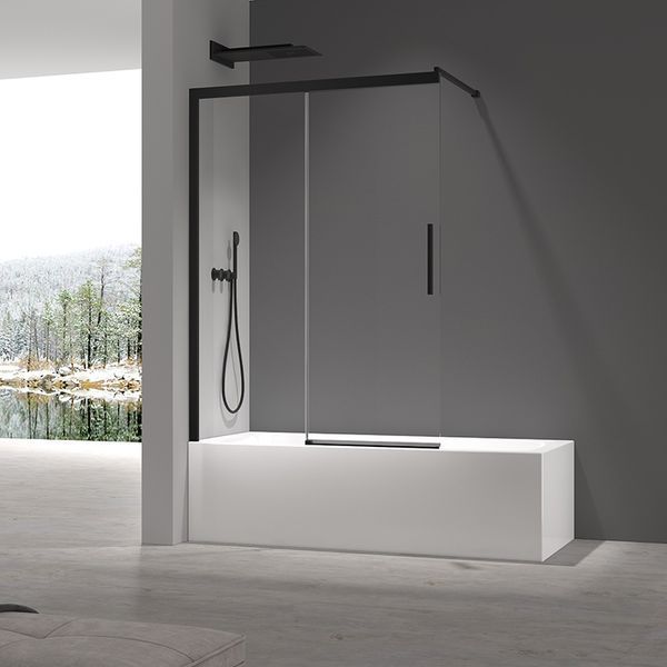 Шторки стеклянные на ванну раздвижные Koer SR BS06-120x150-TR-07 прозрачное стекло Easy Clean 6мм, графит (KR5947) KR5947 фото