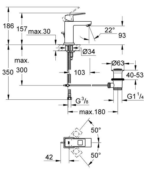 Змішувач для раковини S-розміру Grohe Eurocube (2312700E) 2312700E фото