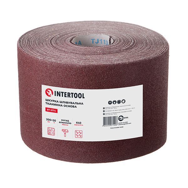 Шкурка шлифовальная, тканевая основа, К40, 200 мм &times; 50 м INTERTOOL BT-0714 BT-0714 фото