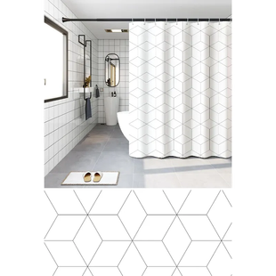 Шторка для ванной Zerix SCP-020-180x180 из PEVA (полиэтиленвинилацетата) (Узор "Зигзаг" белый) (ZX6093) ZX6093 фото