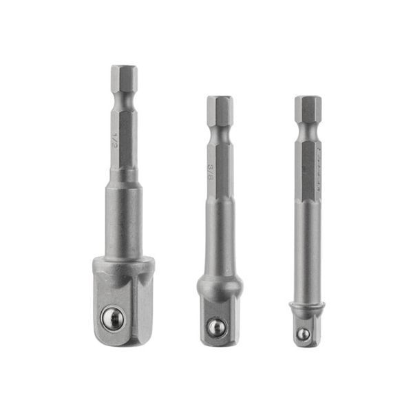 Набір перехідників з Hex 1/4" на квадрат 1/4", 3/8", 1/2", під шуруповерт, Cr-V, STORM INTERTOOL VT-0235 VT-0235 фото