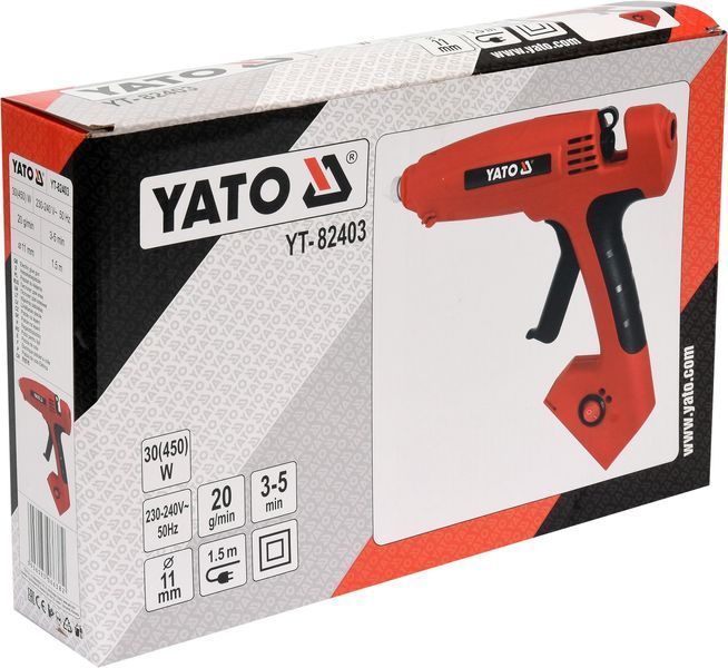 Пистолет клеевой сетевой YATO &Oslash;=11 мм, P=450 Вт. для стержней YT-82403 YT-82403 фото