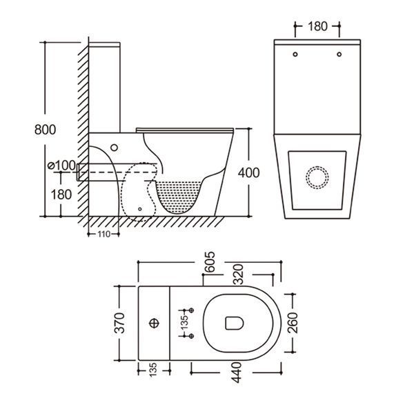 Чаша унитаза-компакта Mixxus Bevel-0405-R Bowl 605х370х800 Rimless без сиденья (MI8352) MI8352 фото
