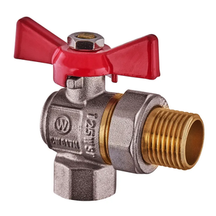 Кран з американкою кутовий, ручка "метелик" червона Waterpro WP400-15FMW-L - 1/2" (WP2895) WP2895 фото