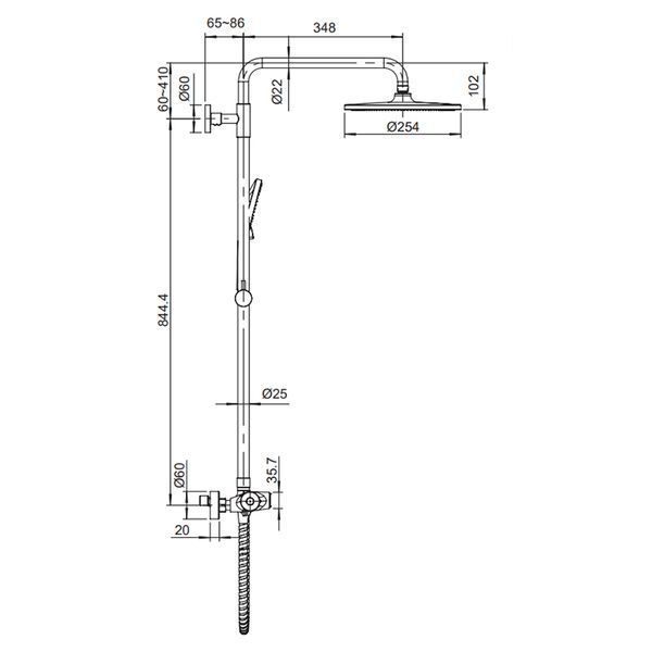 Душова колона з термостатичним змішувачем Koer KB-55014-01 (Колір хром) (KR4732) KR4732 фото