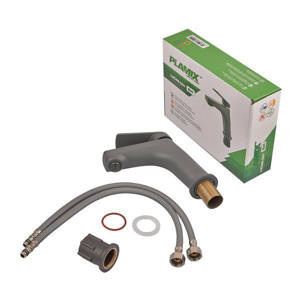 Змішувач для умивальника Plamix Lucas-001 SET Graphite (з підведенням) (Колір графіт) (PM6100) PM6100 фото