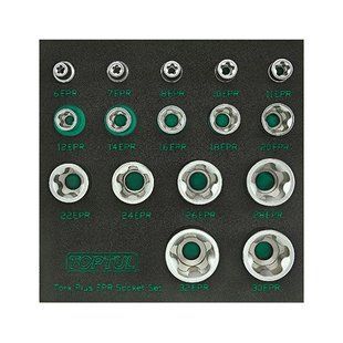 Набір головок Torx Plus EPR 1/4"&3/8"&1/2" 6EPR-32EPR 16 од. TOPTUL GABF1601 GABF1601 фото