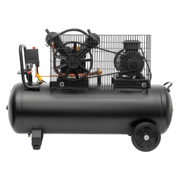 Компрессор, 100 л, 3,0 кВт, 380 В, 10 атм, 500 л/мин, 2 цилиндра, 80 дБ INTERTOOL PT-0013 PT-0013 фото