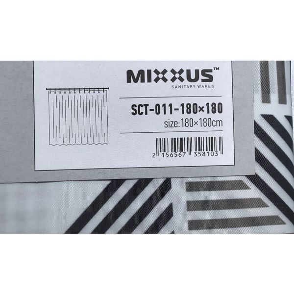 Шторка для ванної Mixxus SCT-011-180x180 з поліестеру (Візерунок "Ромби" сіро-білий) (AC3581) AC3581 фото