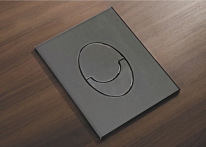 Панель змиву пластикова Koer KT-0606-07 157x198x3mm, кнопка закруглена (колір графіт) (KR5712) KR5712 фото