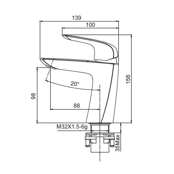 Змішувач для умивальника Koer KB-10008-01 (Колір хром) (KR3470) KR3470 фото