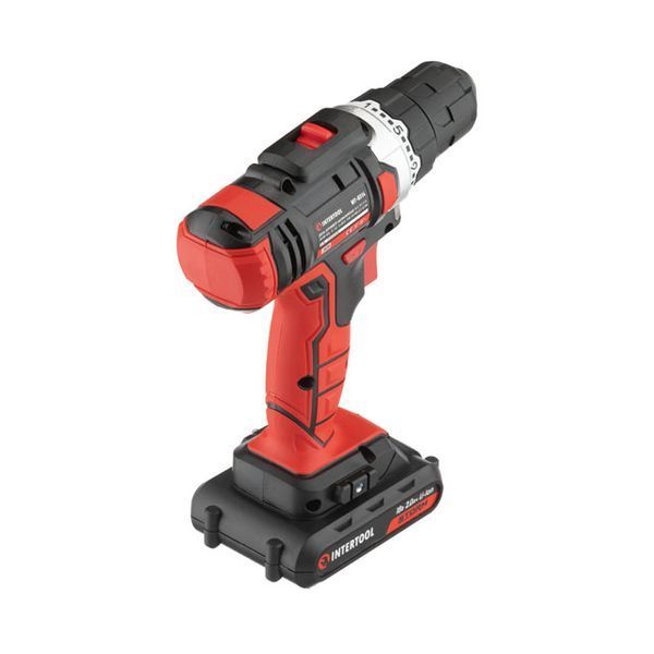 Дриль-шурупокрут акумуляторний, Li-Ion, 18 В, 25 Nm, 0-400/0-1500 об/хв, 1,3 Аг INTERTOOL WT-0313 WT-0313 фото