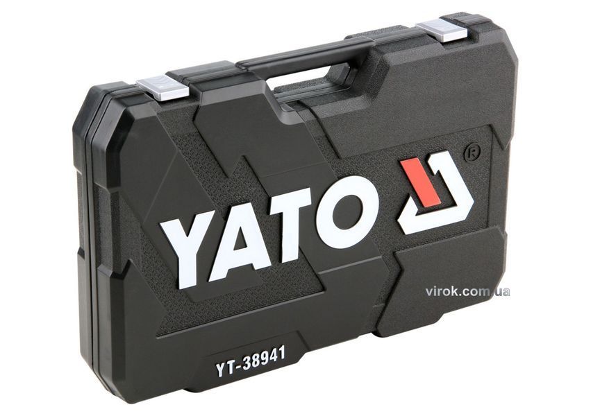 Набір головок торцевих YATO : квадрат 1/2", 3/8", 1/4" з інстр-ми, насадки викруткові. 225 шт. YT-38941 YT-38941 фото