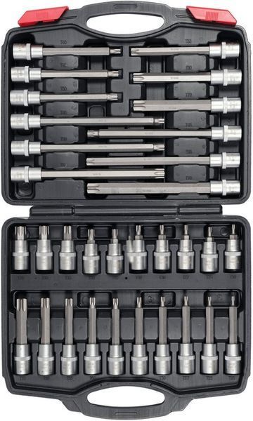 Набір головок торцевих з насадками TORX YATO до квадрату 1/2". T20-T70, l= 55-200 мм, 32 елем. YT-77541 YT-77541 фото