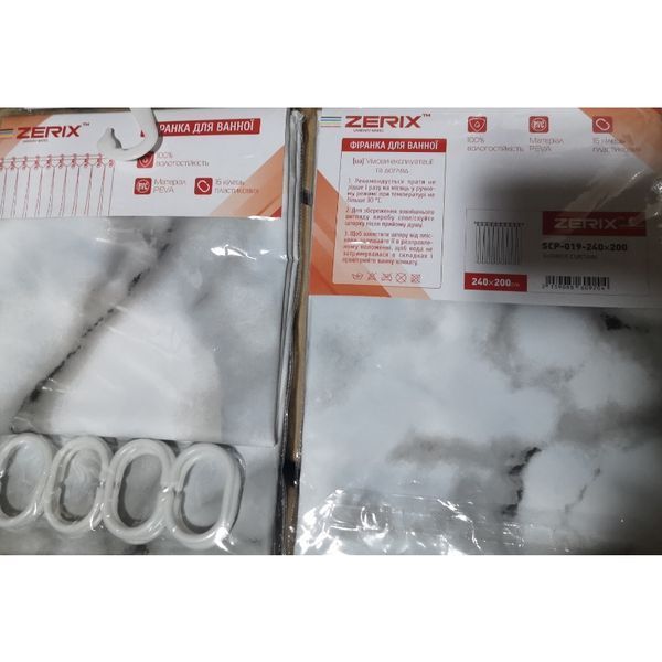 Шторка для ванної Zerix SCP-019-240x200 з PEVA (поліетиленвінілацетату) (Візерунок "Мармур") (ZX6092) ZX6092 фото