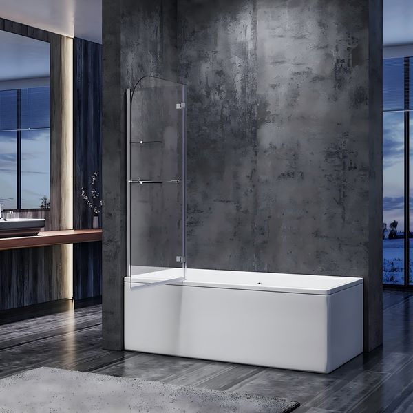 Шторки стеклянные на ванну Koer SR BS05-90x140-TR-01 прозрачное стекло Easy Clean 6мм, хром (KR5372) KR5372 фото
