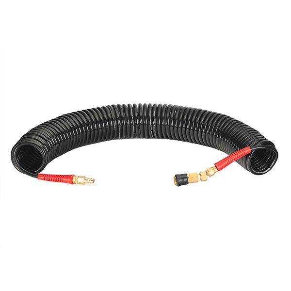 Шланг BLACK M-Flex 6,5&times;10 мм, 15 м, спиральный полиуретановый, с поворотным шарниром, латунными быстроразъемными соединениями, STORM INTERTOOL PT-1794 PT-1794 фото