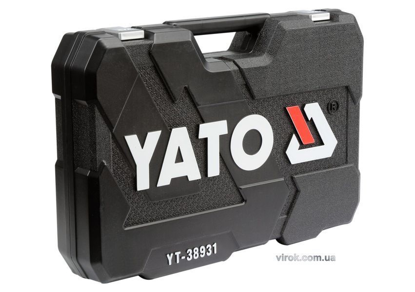Набір головок торцевих YATO : квадрат 1/2", 3/8", 1/4" з інстр-ми, насадки викруткові. 173 шт. YT-38931 YT-38931 фото
