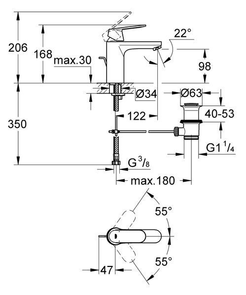 Змішувач для раковини M-розміру Grohe Eurosmart Cosmopolitan (23325000) 23325000 фото