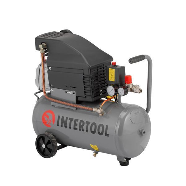Компрессор, 24 л, 1,5 кВт, 220 В, 8 атм, 206 л/мин, 80 дБ INTERTOOL PT-0010 PT-0010 фото