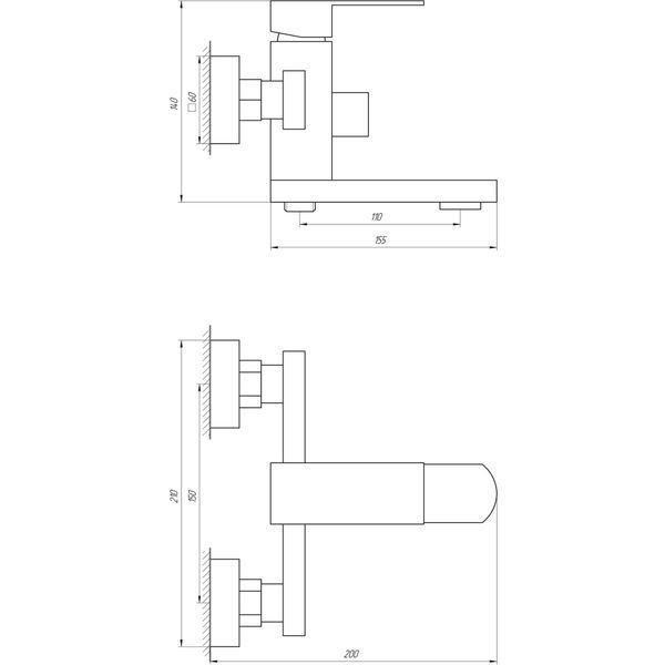 Змішувач для ванни Globus Lux SICILIA SBQ-102N-BB 000021172 фото