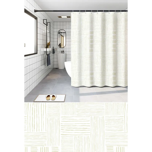 Шторка для ванной Zerix SCP-017-180x200 из PEVA (полиэтиленвинилацетата) (Узор "Плитка" 3-Д молочная) (ZX6090) ZX6090 фото
