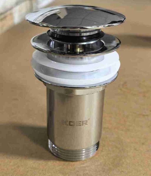 Донный клапан для раковины Koer PW-07-01 1 1/4'' с переливом автоматический СLICK-СLACK (Цвет хром) (KR5782) KR5782 фото