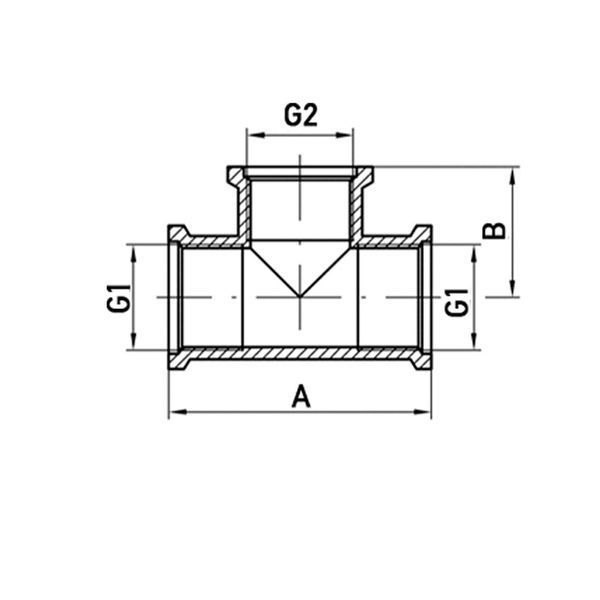 Тройник редукционный 3/4"х1/2"х3/4" ВВВ Koer .T080608F.WN (без никеля) (KR3034) KR3034 фото