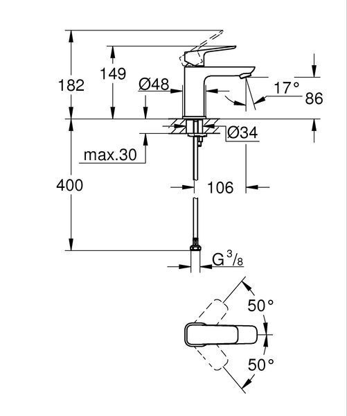 Одноважільний змішувач для раковини S-розміру Grohe Cubeo (1016990000) 1016990000 фото
