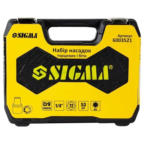 Набор насадок торцевых и биты 1/4" 53шт CrV SIGMA (6003521) 6003521 фото