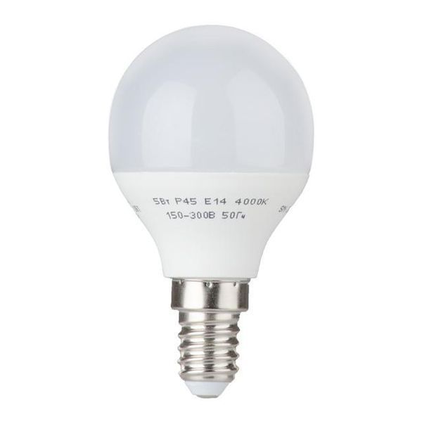 Лампа светодиодная LED P45, E14, 5 Вт, 150-300 В, 4000 K, 30000 ч, гарантия 3 года INTERTOOL LL-0102 LL-0102 фото
