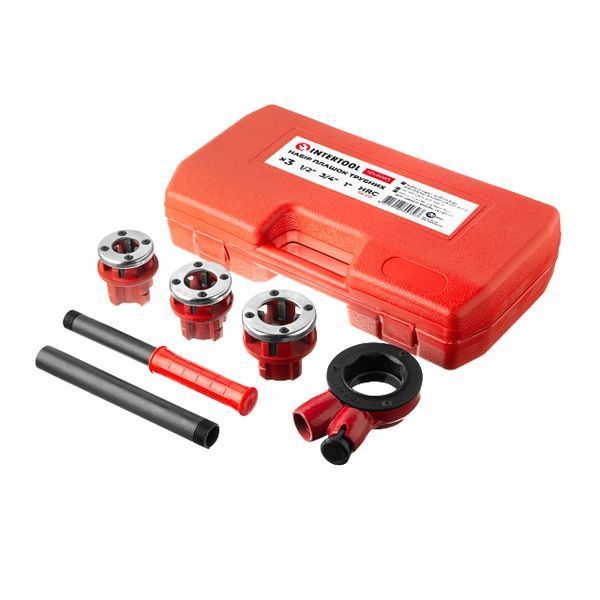 Набір плашок трубних 3 шт, для нарізання різьби: 1/2", 3/4", 1" INTERTOOL SD-8003 SD-8003 фото