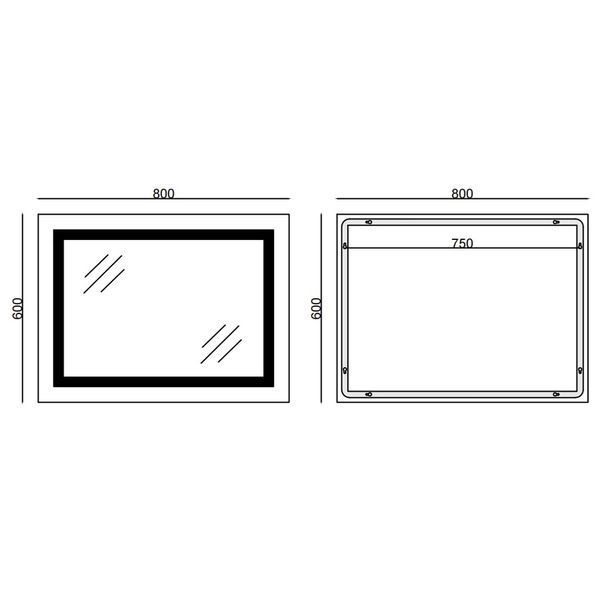 Зеркало Mixxus WARM MR12-80x60-Reverse с Led Touch, Anti-fog, димером, регулятором яркости (MI6672) MI6672 фото