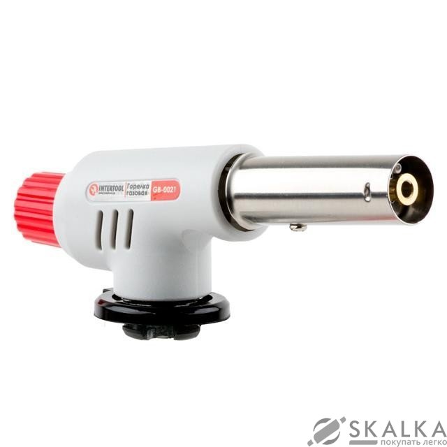 На фото Горелка газовая Intertool пьезозажигание на регуляторе (GB-0021)