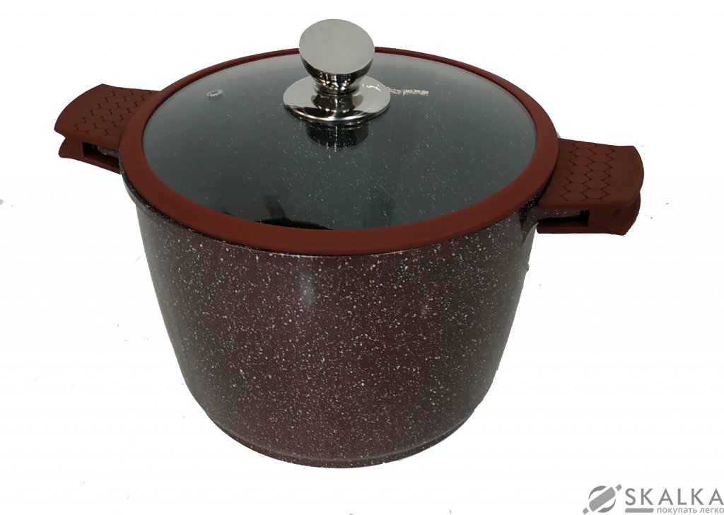 На фото Алюминиевая кастрюля с мраморным покрытием Zurrichberg 24х17.5 см (ZBP-7104 Burgundy)