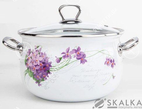 На фото Кастрюля эмалированная Gusto Бузкова мелодія Premium 16 см 2.1 л (GT-T-216-L)