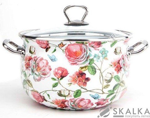 На фото Кастрюля эмалированная Gusto Квіткова ніжність Premium 16 см 2.1 л (GT-T-216-F)