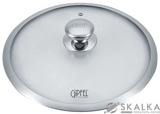 На фото Крышка стеклянная Gipfel STRONG 20 см со стальной ручкой (1011)